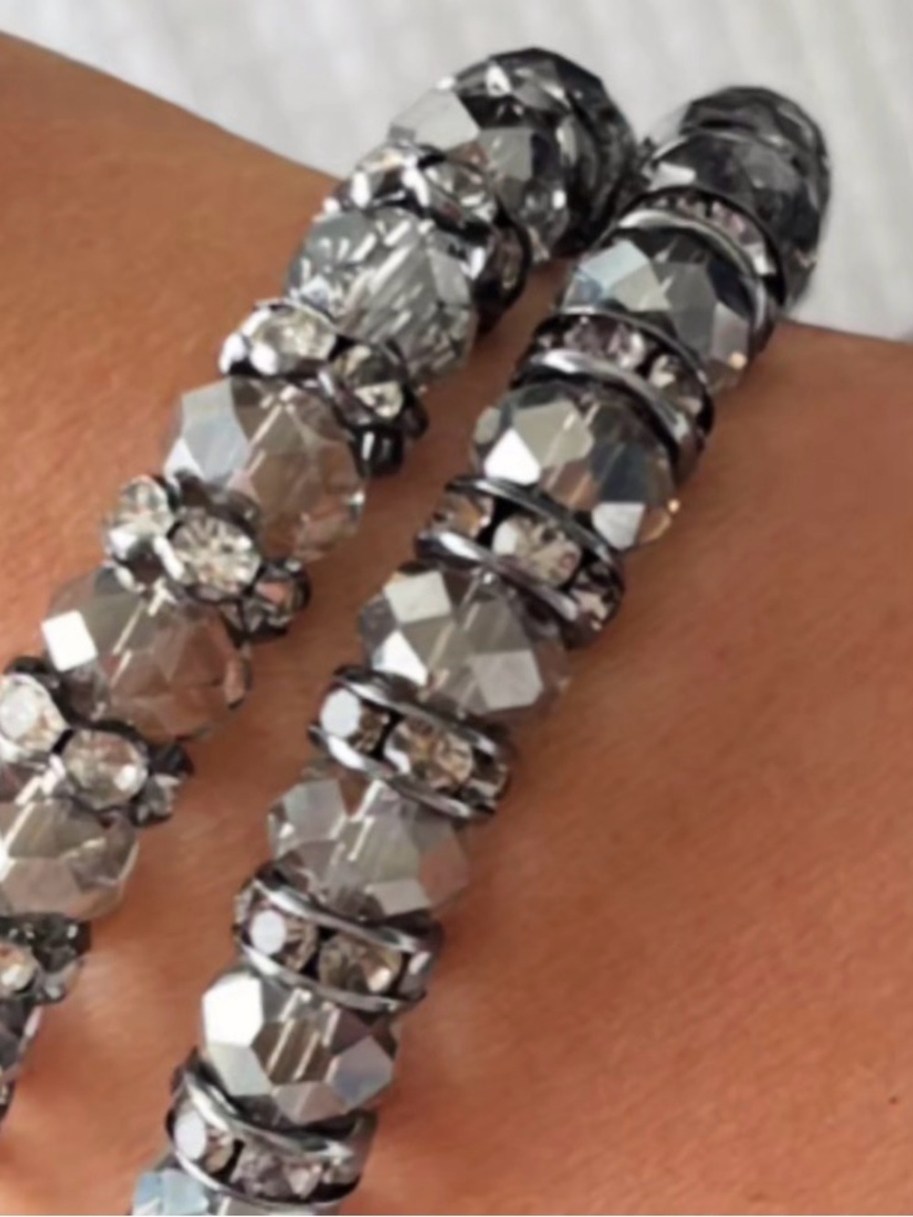 Park Lane Smoky Crystal Stretch Bracelets with Pavé Spacer Beads